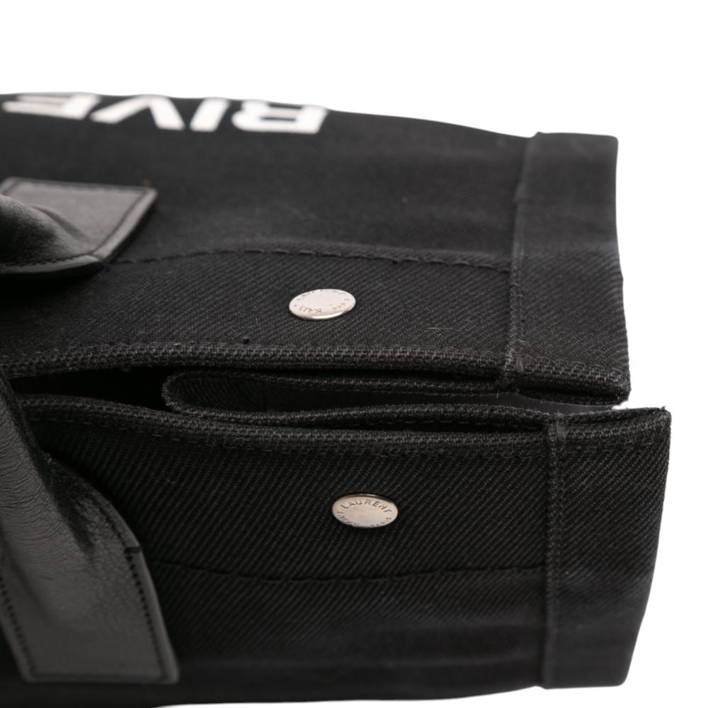 Saint Laurent AB Saint Laurent Black Canvas Fabric Rive Gauche North South Tote Italy