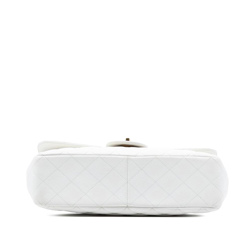 Chanel AB Chanel White Caviar Leather Leather Jumbo Classic Caviar Single Flap Italy