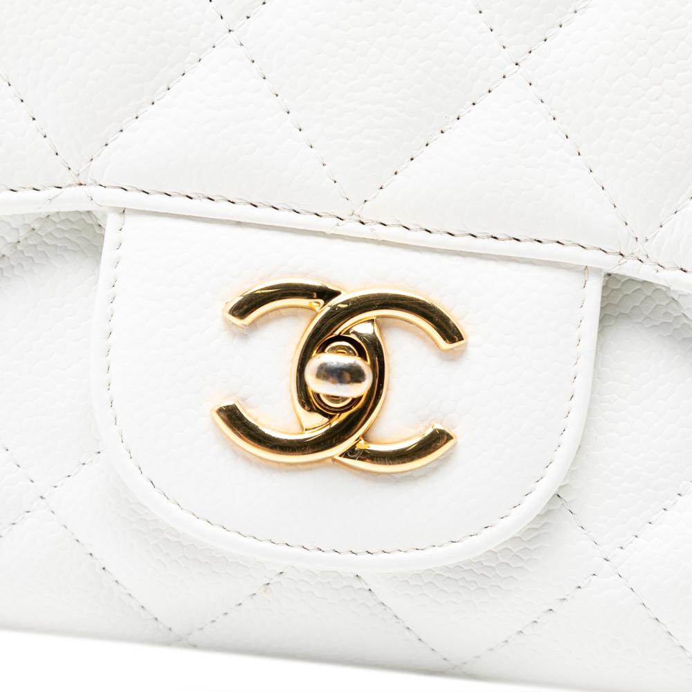 Chanel AB Chanel White Caviar Leather Leather Jumbo Classic Caviar Single Flap Italy