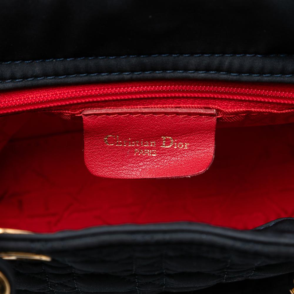 Christian Dior B Dior Black Nylon Fabric Mini Cannage Lady Dior Italy