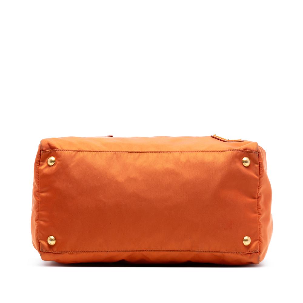 Prada B Prada Orange Nylon Fabric Tessuto Boston Bag Italy