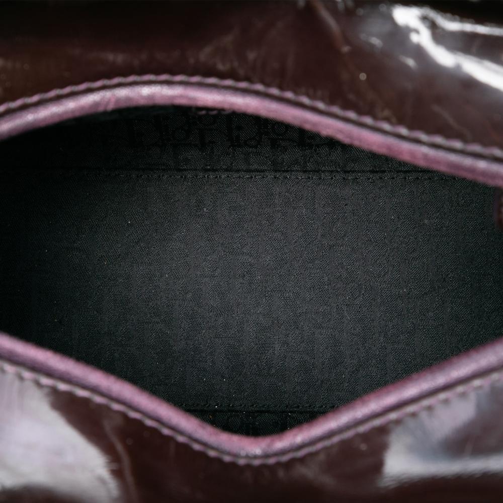 Christian Dior B Dior Purple Plum Patent Leather Leather Medium Patent Cannage Lady Dior Italy