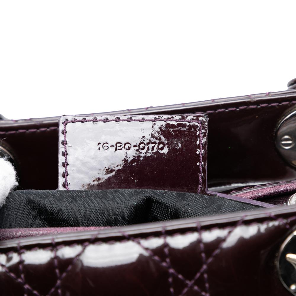 Christian Dior B Dior Purple Plum Patent Leather Leather Medium Patent Cannage Lady Dior Italy