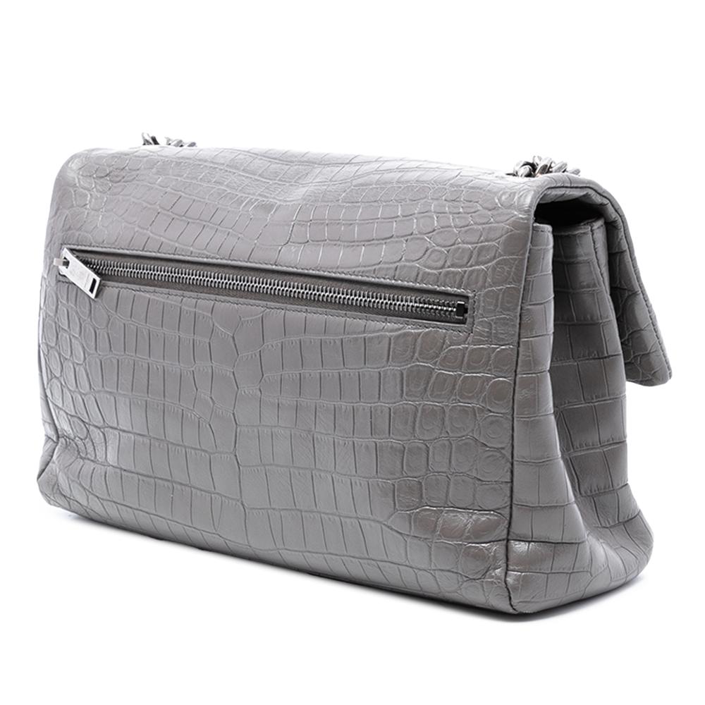 Saint Laurent B Saint Laurent Gray Calf Leather Medium Croc Embossed skin Monogram West Hollywood Crossbody Italy