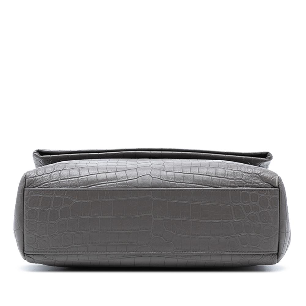 Saint Laurent B Saint Laurent Gray Calf Leather Medium Croc Embossed skin Monogram West Hollywood Crossbody Italy