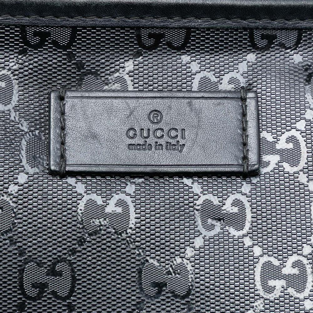 Gucci B Gucci Black Coated Canvas Fabric Medium GG Imprime Tote Italy