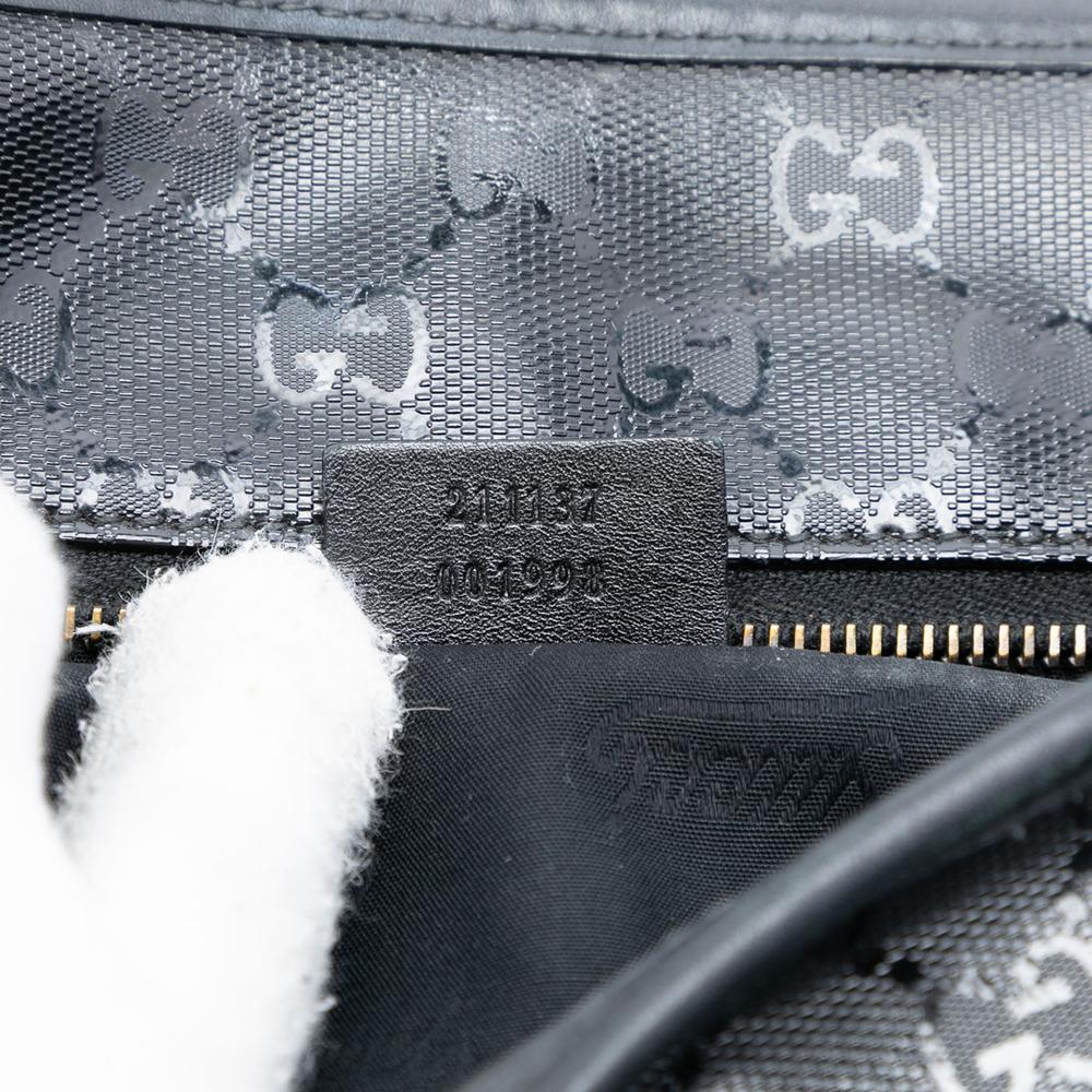 Gucci B Gucci Black Coated Canvas Fabric Medium GG Imprime Tote Italy