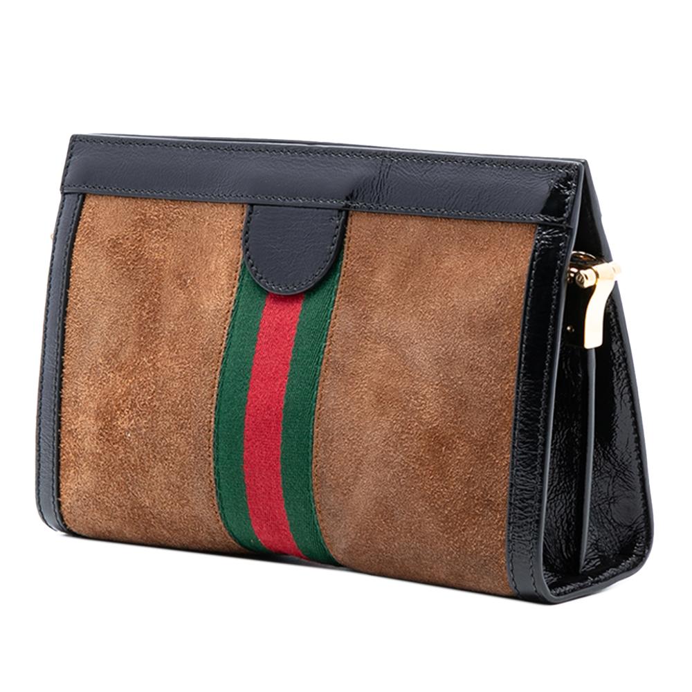 Gucci AB Gucci Brown Suede Leather Small Ophidia Chain Crossbody Italy