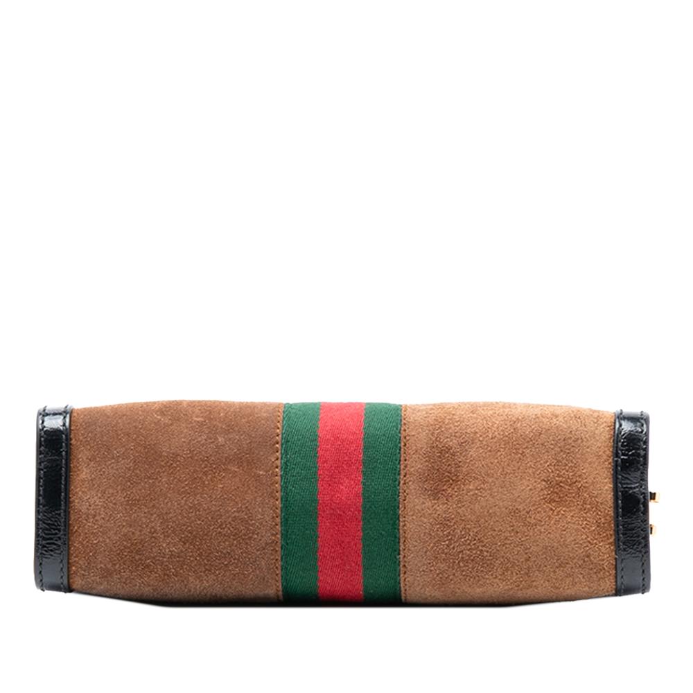 Gucci AB Gucci Brown Suede Leather Small Ophidia Chain Crossbody Italy