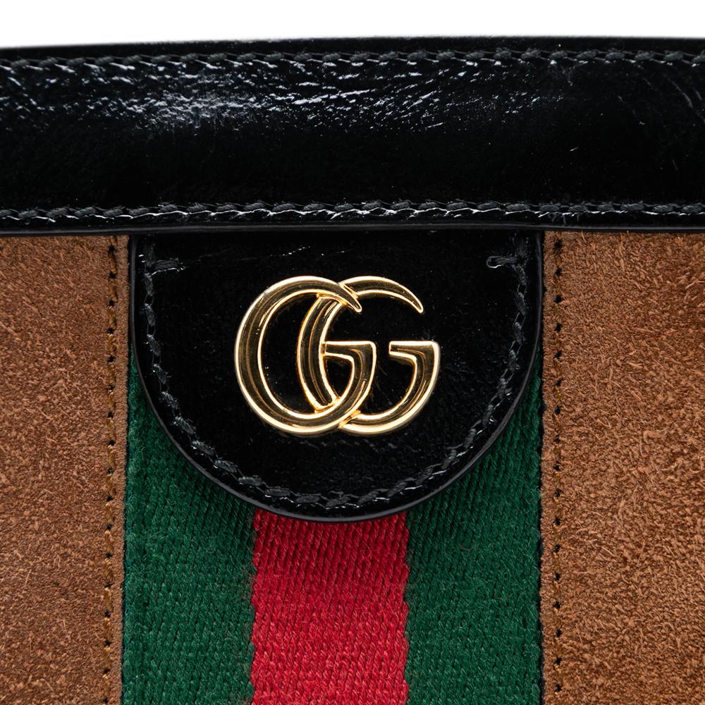 Gucci AB Gucci Brown Suede Leather Small Ophidia Chain Crossbody Italy