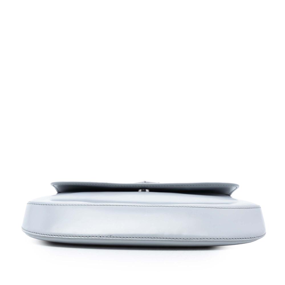 Prada AB Prada Gray Light Gray Calf Leather Mini Brushed Cleo Flap Italy