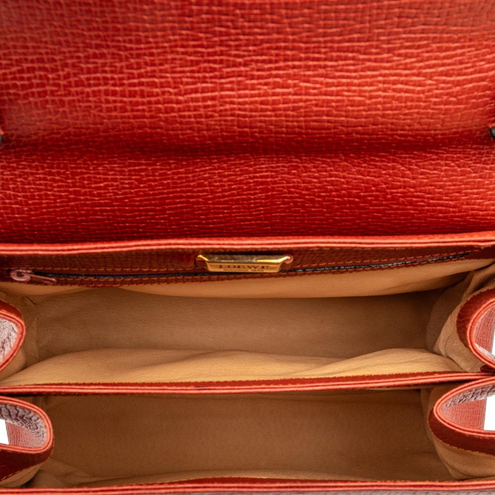 Loewe B LOEWE Red Dark Red Calf Leather Grained skin Flap Satchel Italy