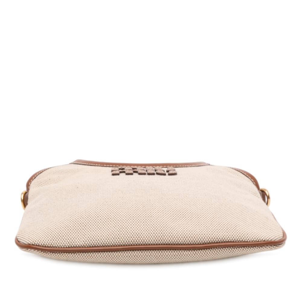 Miu Miu AB Miu Miu Brown Beige Canvas Fabric Ivy Satchel Italy