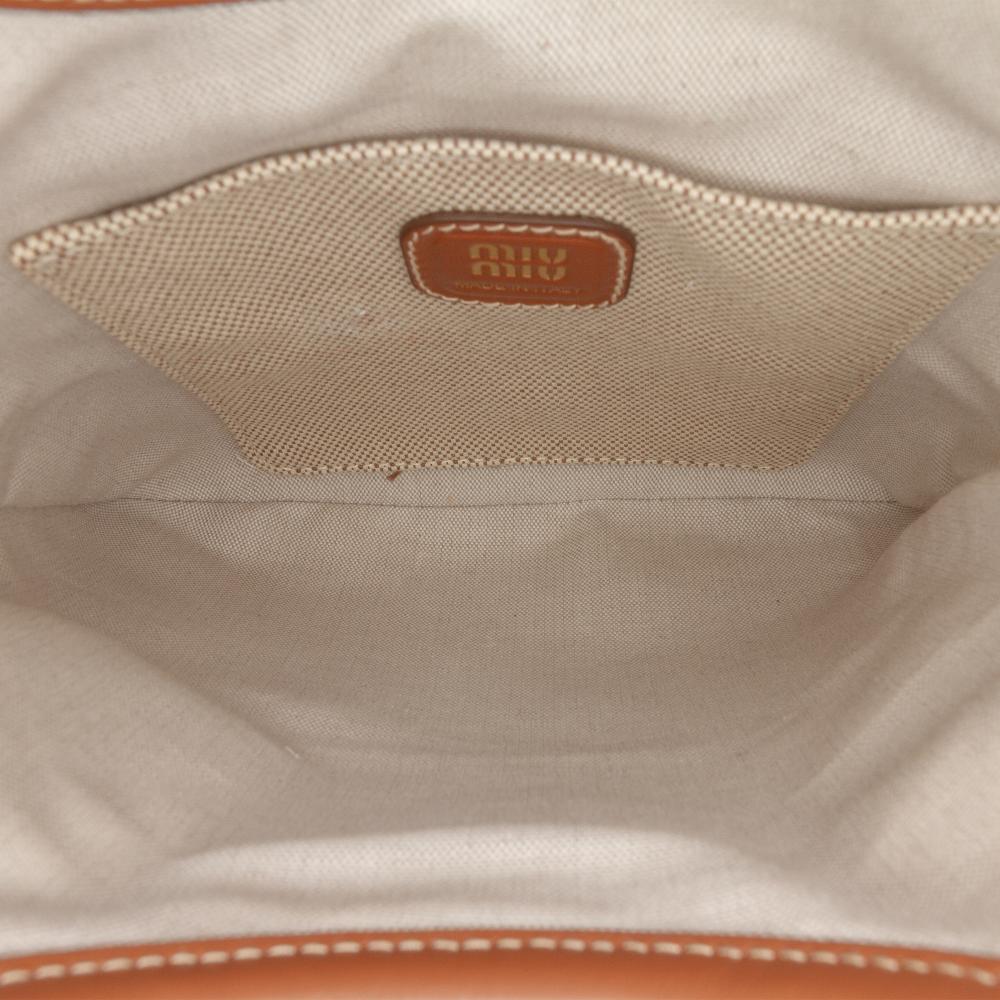 Miu Miu AB Miu Miu Brown Beige Canvas Fabric Ivy Satchel Italy
