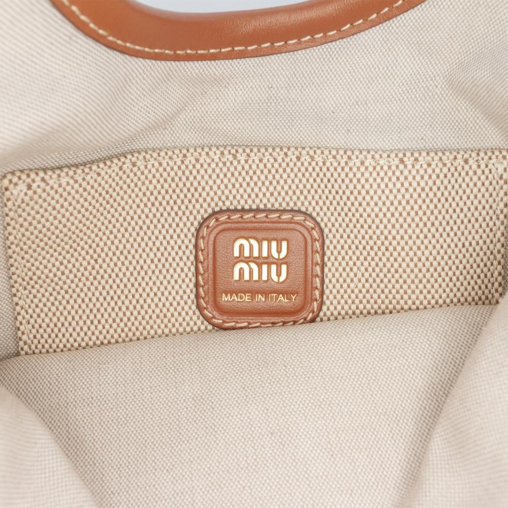Miu Miu AB Miu Miu Brown Beige Canvas Fabric Ivy Satchel Italy
