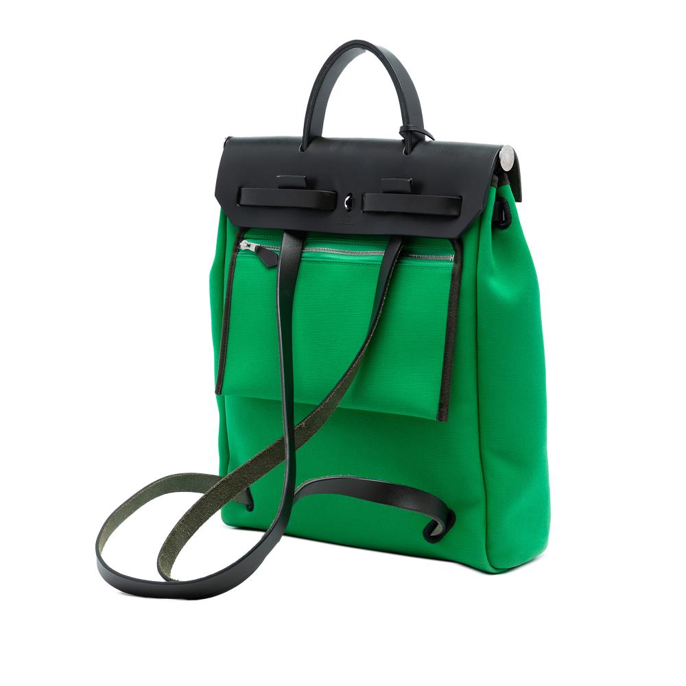 Hermès AB Hermès Green with Black Canvas Fabric Toile Herbag A Dos Zip Retourne Backpack France