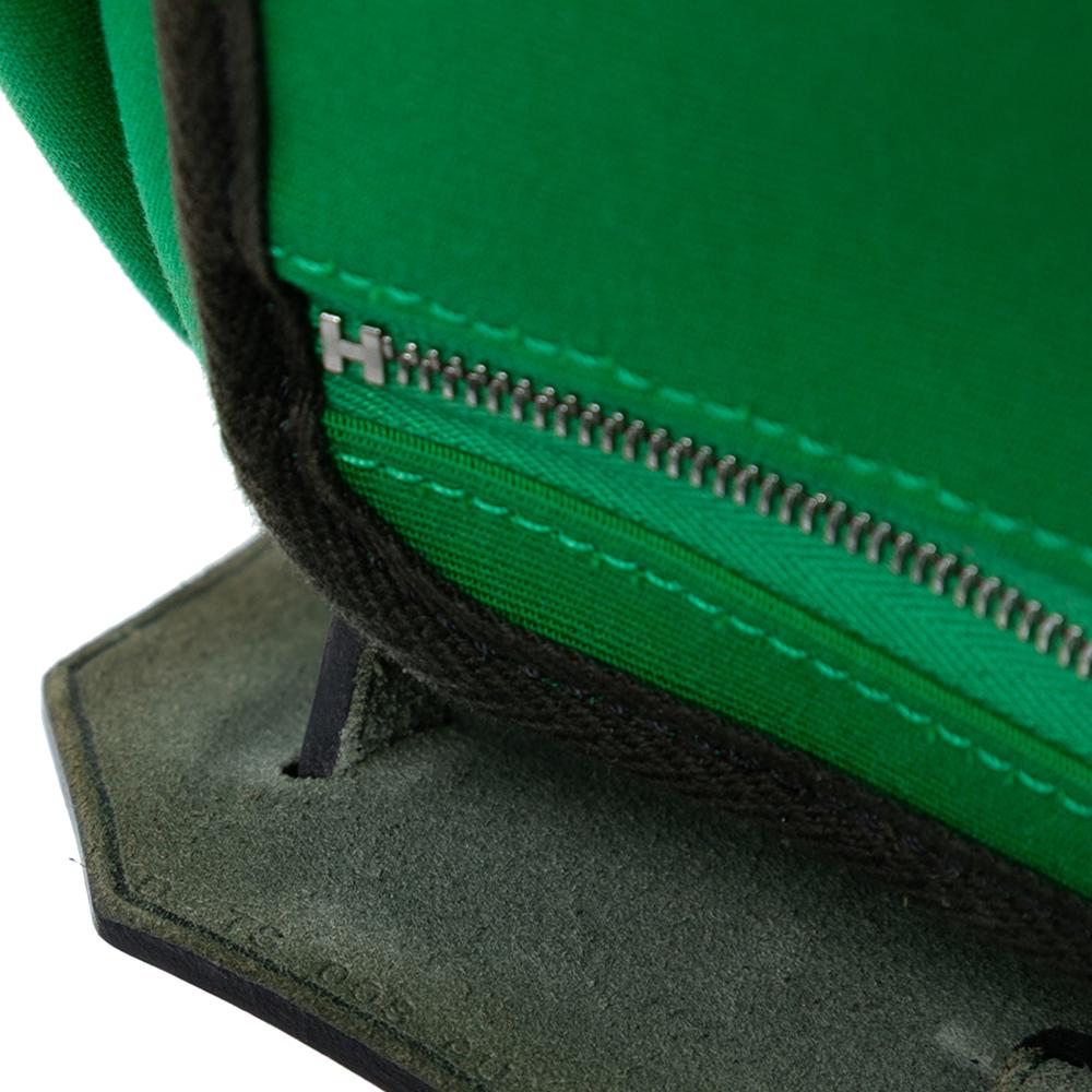 Hermès AB Hermès Green with Black Canvas Fabric Toile Herbag A Dos Zip Retourne Backpack France