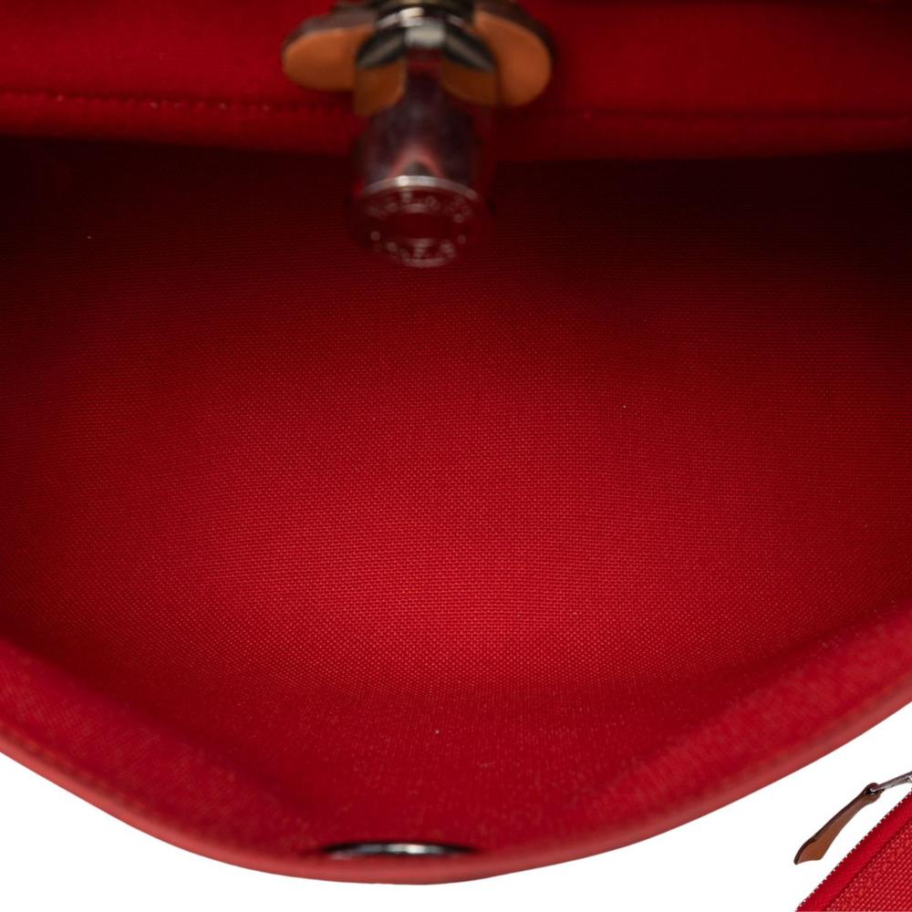 Hermès B Hermès Orange Dark Orange with Brown Canvas Fabric Toile Herbag Zip 31 France