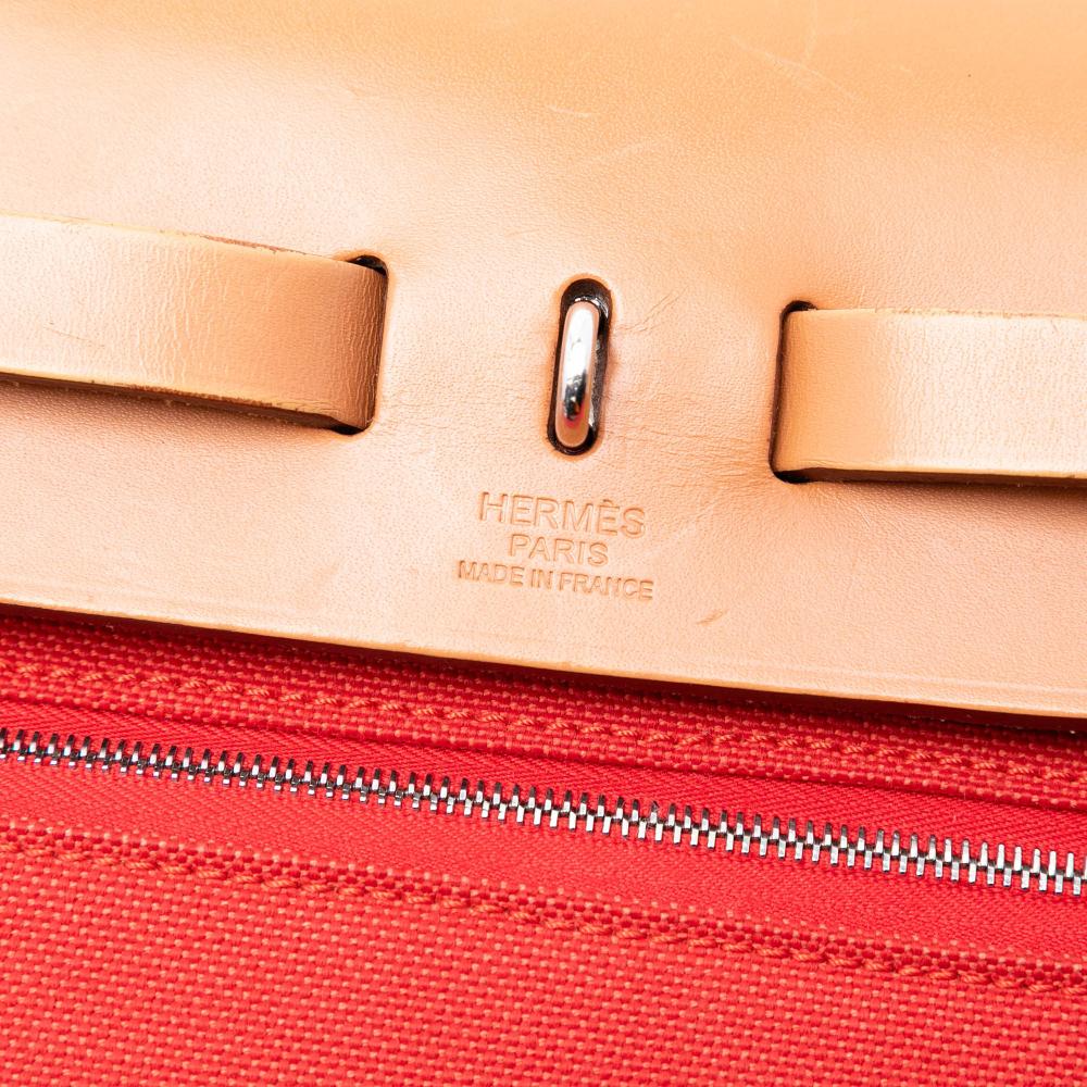 Hermès B Hermès Orange Dark Orange with Brown Canvas Fabric Toile Herbag Zip 31 France