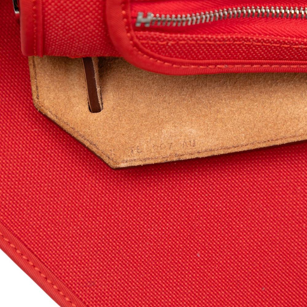Hermès B Hermès Orange Dark Orange with Brown Canvas Fabric Toile Herbag Zip 31 France