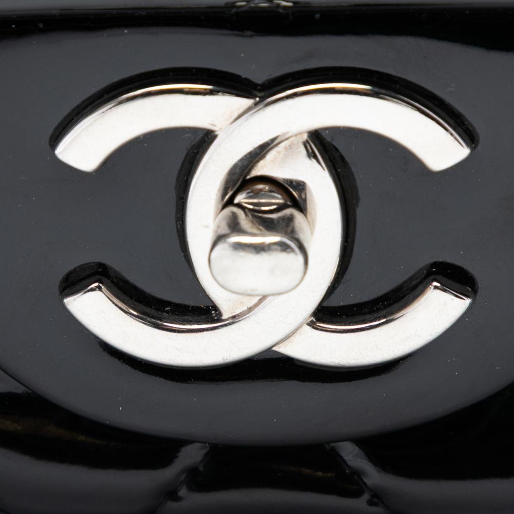 Chanel B Chanel Black Patent Leather Leather Maxi Classic Patent Double Flap Italy