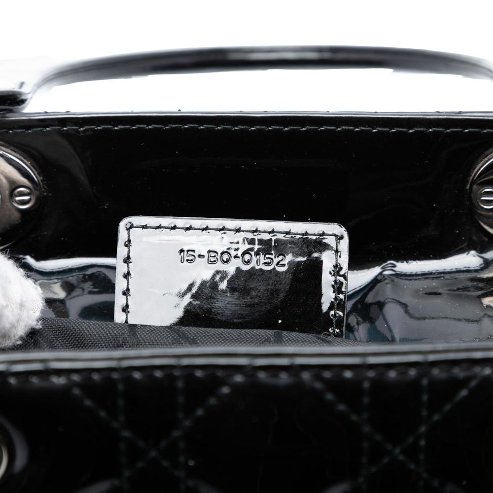 Christian Dior B Dior Black Patent Leather Leather Medium Patent Cannage Lady Dior Italy