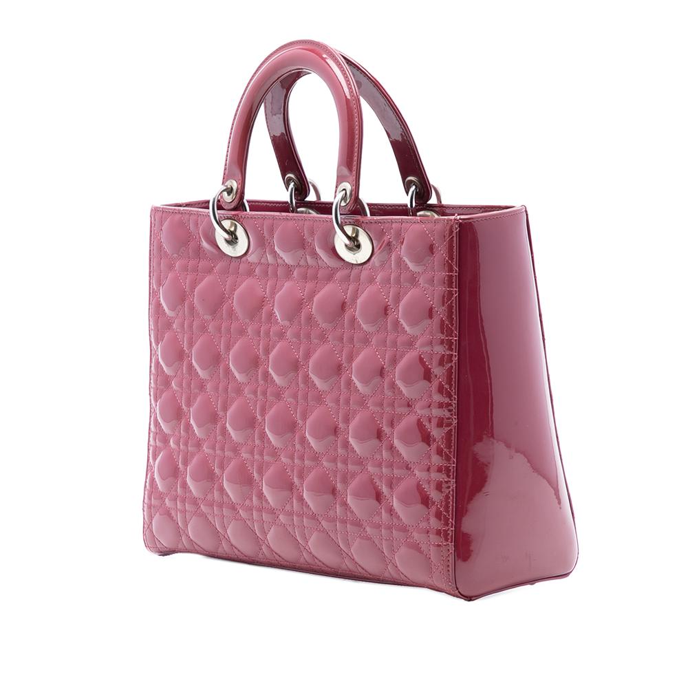 Christian Dior B Dior Red Dark Red Patent Leather Leather Large Patent Cannage Lady Dior Italy