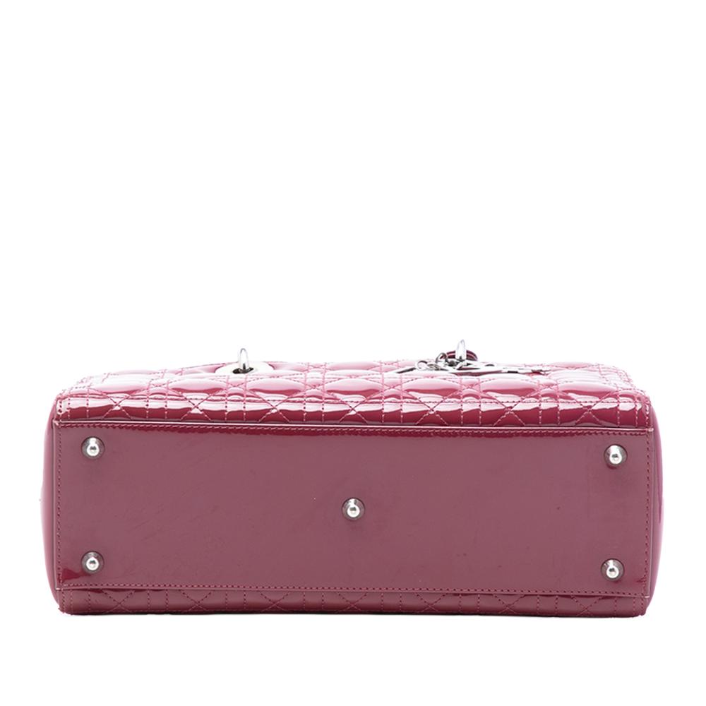 Christian Dior B Dior Red Dark Red Patent Leather Leather Large Patent Cannage Lady Dior Italy