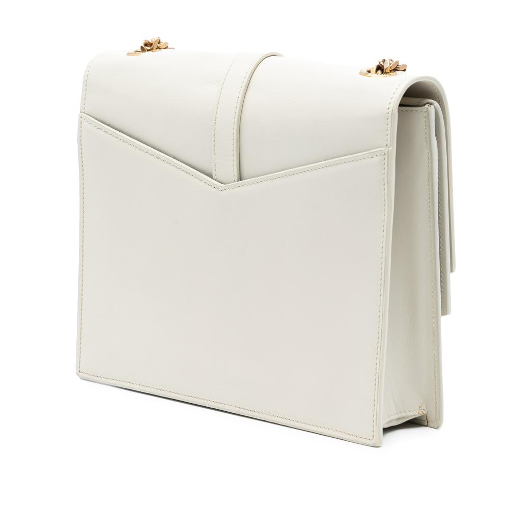 Saint Laurent AB Saint Laurent White Calf Leather Medium Monogram Sulpice Crossbody Italy