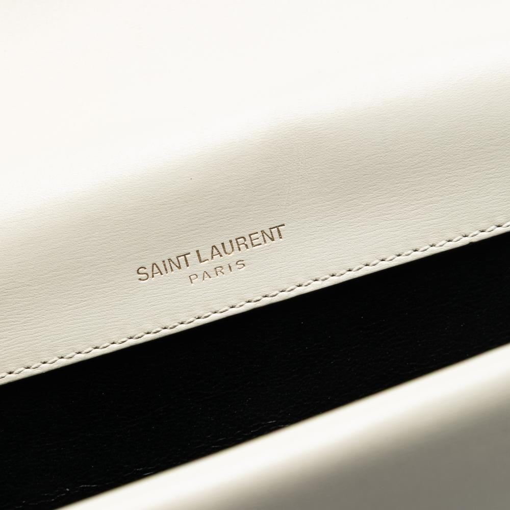 Saint Laurent AB Saint Laurent White Calf Leather Medium Monogram Sulpice Crossbody Italy