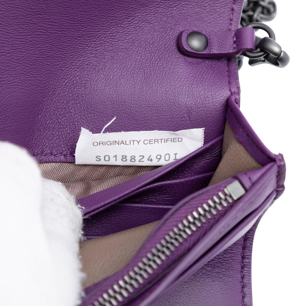 Bottega Veneta Purple Nappa Intrecciato Embroidered Continental Wallet on Chain Italy