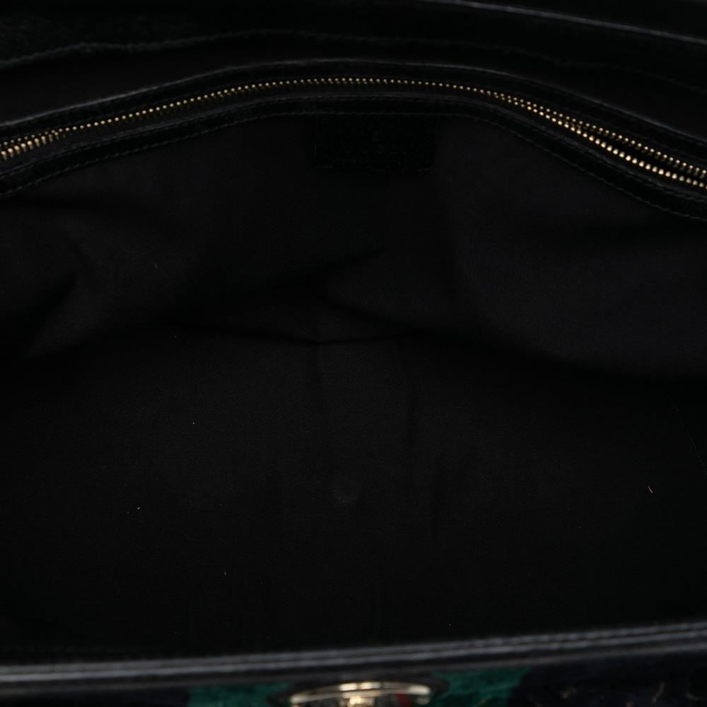 Gucci B Gucci Black Velvet Fabric Horsebit Web Treasure Boston Bag Italy