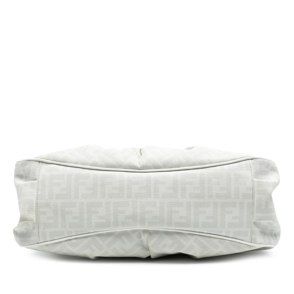 Fendi B Fendi White Coated Canvas Fabric Large Zucca Spalmati Chef Shopper Tote Italy