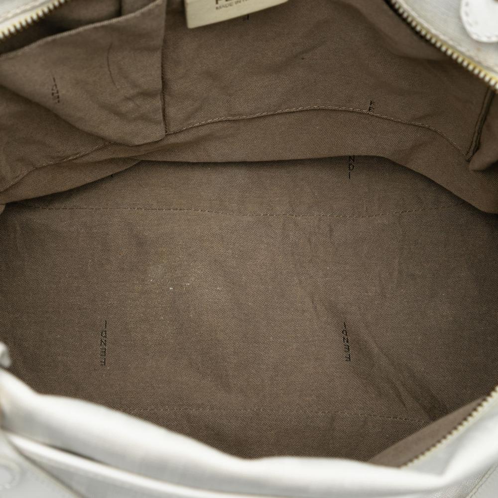 Fendi B Fendi White Coated Canvas Fabric Large Zucca Spalmati Chef Shopper Tote Italy