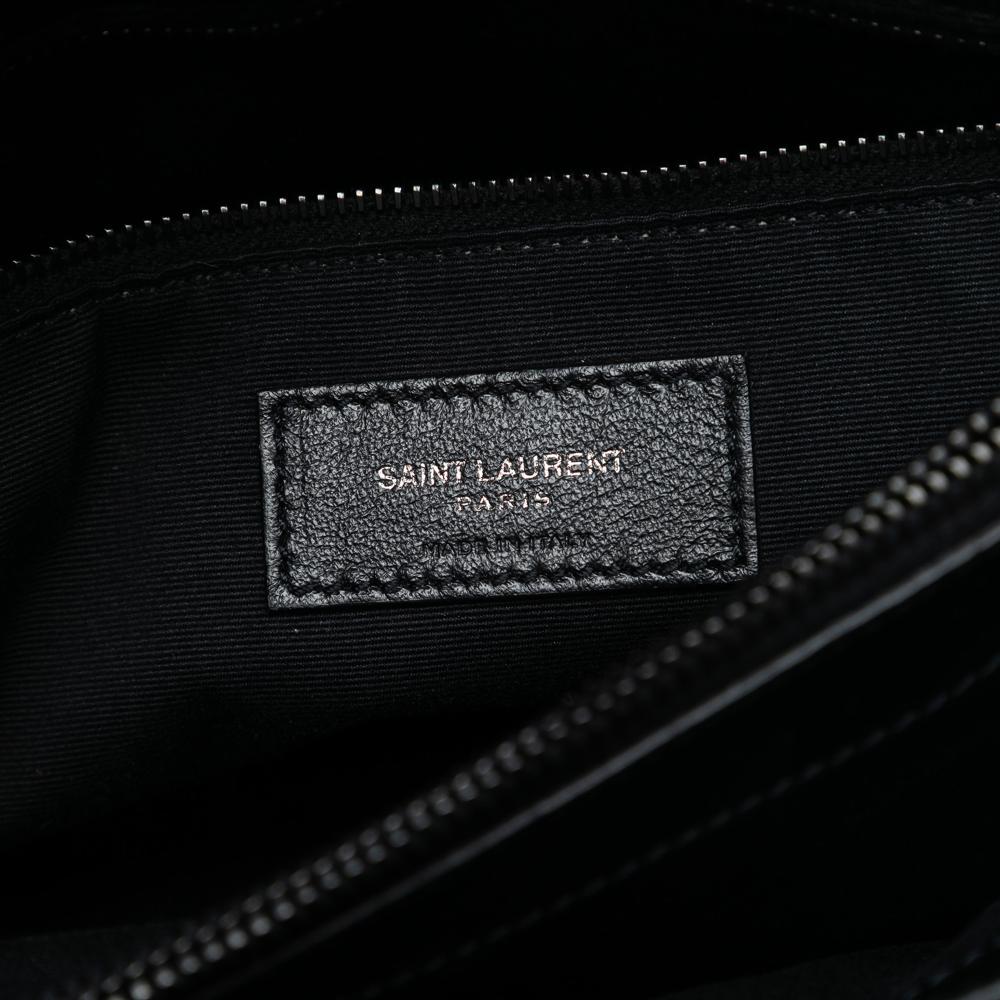 Saint Laurent B Saint Laurent Black Calf Leather Medium Matelasse Monogram Monochrome Loulou Shoulder Bag Italy