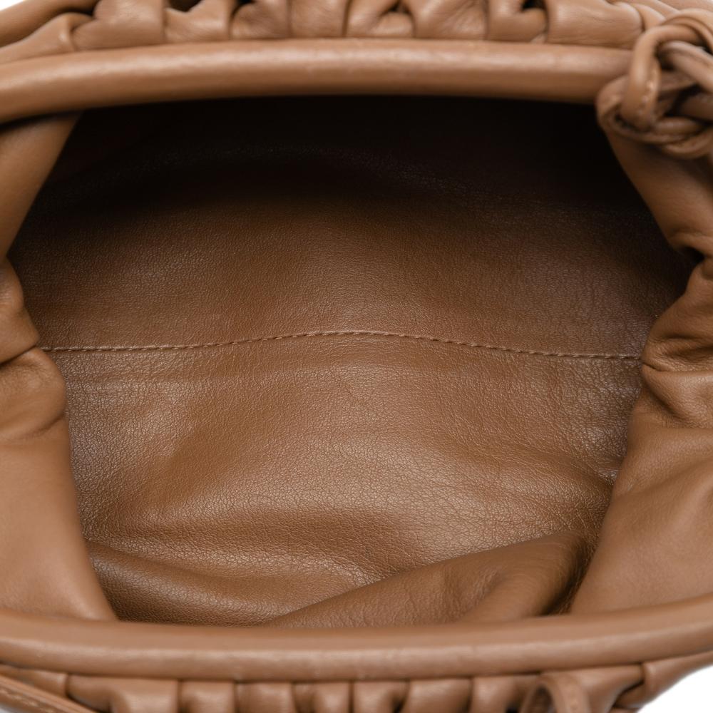 Bottega Veneta B Bottega Veneta Brown Lambskin Leather Leather Lambskin The Mini Pouch Crossbody Italy