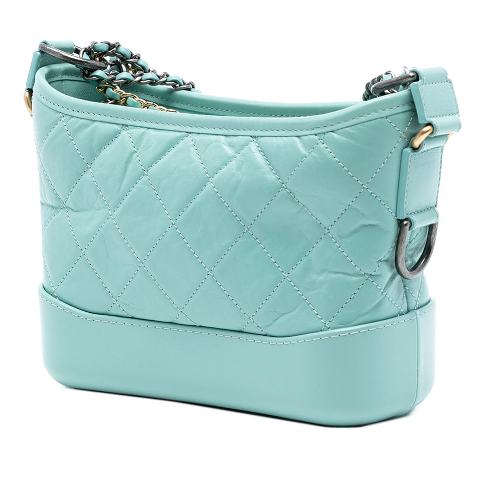 Chanel AB Chanel Blue Light Blue Calf Leather Small Aged skin Gabrielle Crossbody Italy