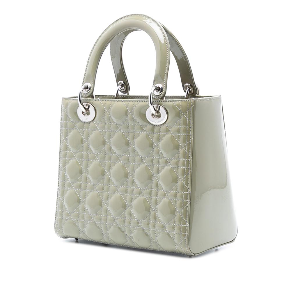 Christian Dior B Dior Green Mint Patent Leather Leather Medium Patent Cannage Lady Dior Italy