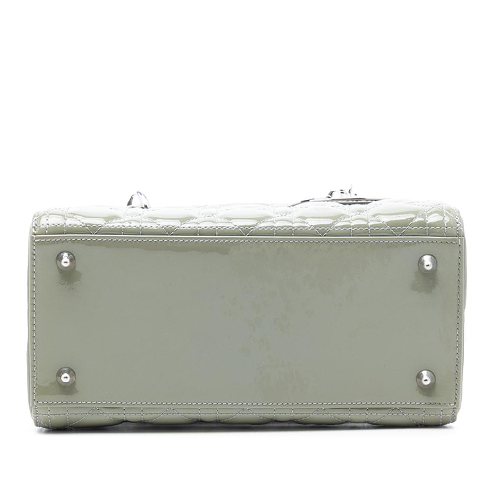 Christian Dior B Dior Green Mint Patent Leather Leather Medium Patent Cannage Lady Dior Italy