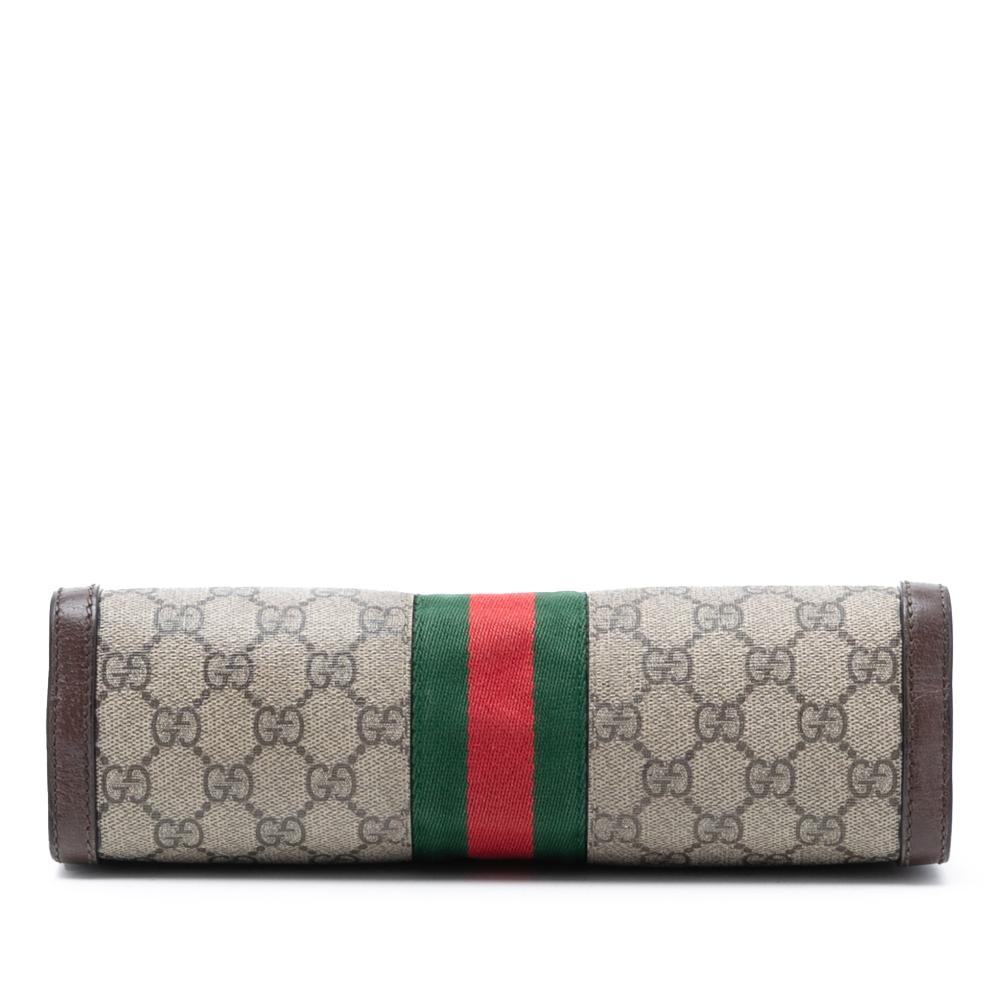 Gucci AB Gucci Brown Beige Coated Canvas Fabric Small GG Supreme Web Ophidia Chain Crossbody Italy