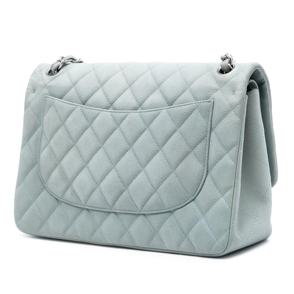 Chanel B Chanel Blue Light Blue Caviar Leather Leather Jumbo Classic Caviar Double Flap Italy