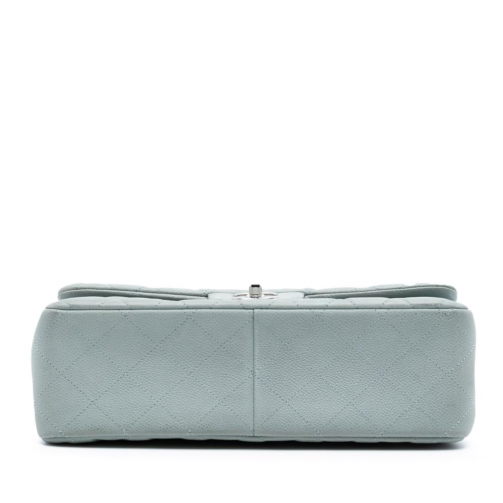 Chanel B Chanel Blue Light Blue Caviar Leather Leather Jumbo Classic Caviar Double Flap Italy