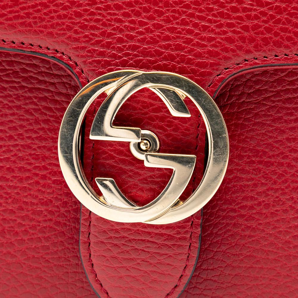 Gucci B Gucci Red Calf Leather Small Dollar skin Interlocking G Crossbody Italy