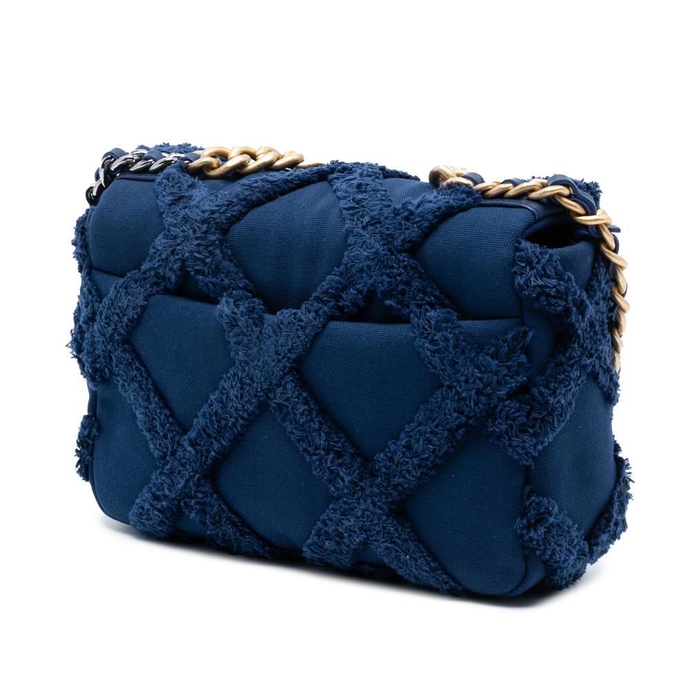 Chanel AB Chanel Blue Canvas Fabric Medium and Cotton 19 Flap Italy