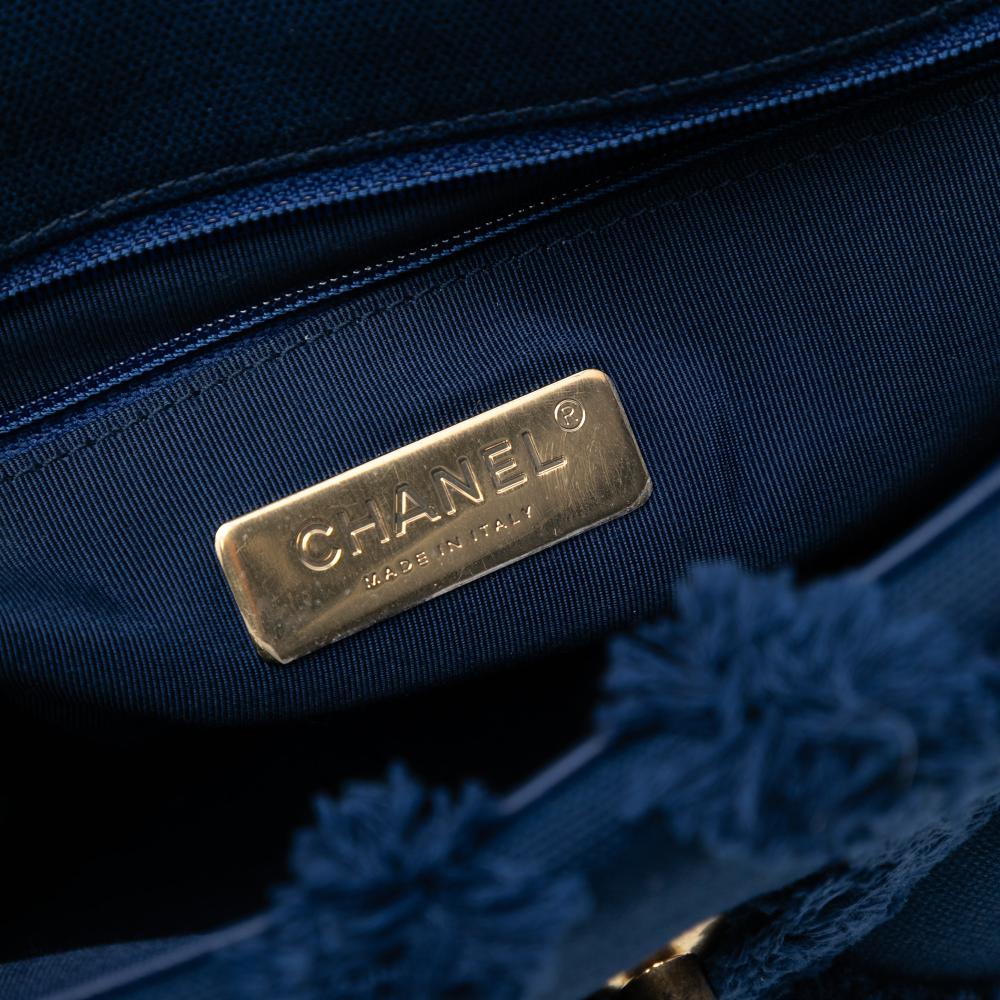 Chanel AB Chanel Blue Canvas Fabric Medium and Cotton 19 Flap Italy