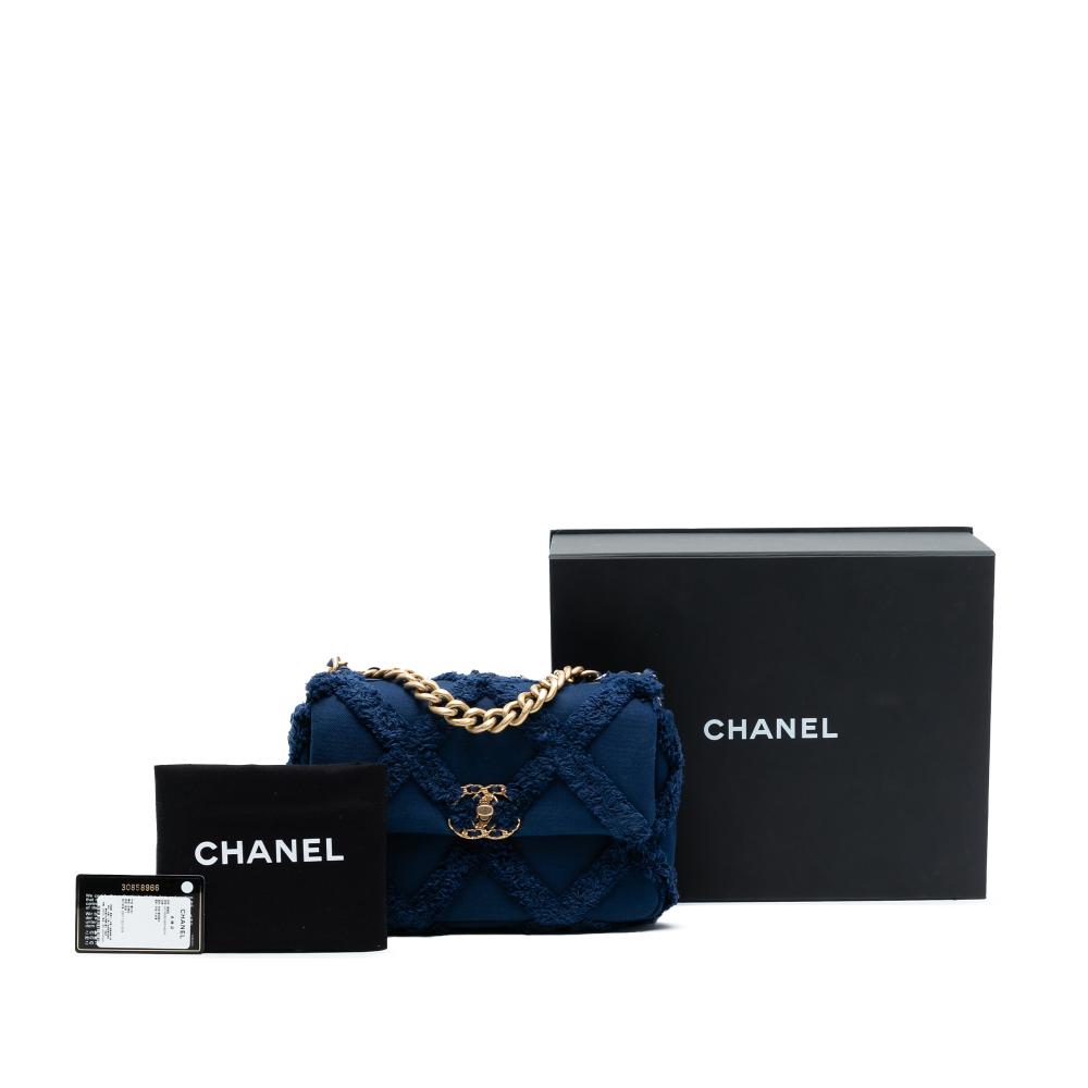 Chanel AB Chanel Blue Canvas Fabric Medium and Cotton 19 Flap Italy