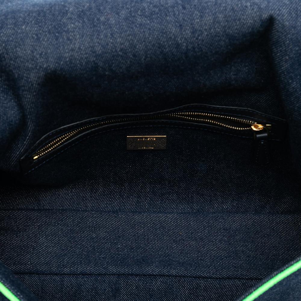 Fendi AB Fendi Blue Denim Denim Fabric Large Baguette Satchel Italy