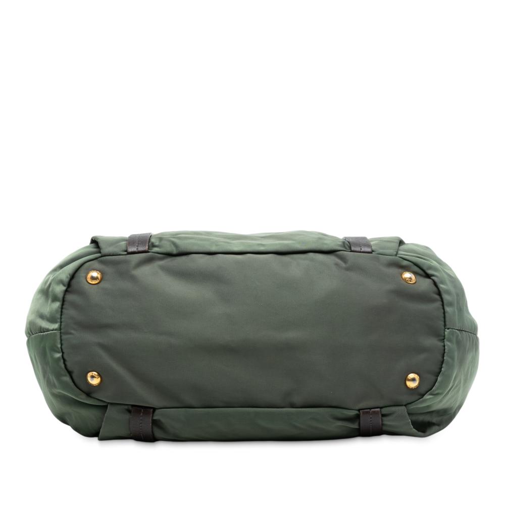 Prada B Prada Green Nylon Fabric Tessuto Canapa Logo Satchel Italy