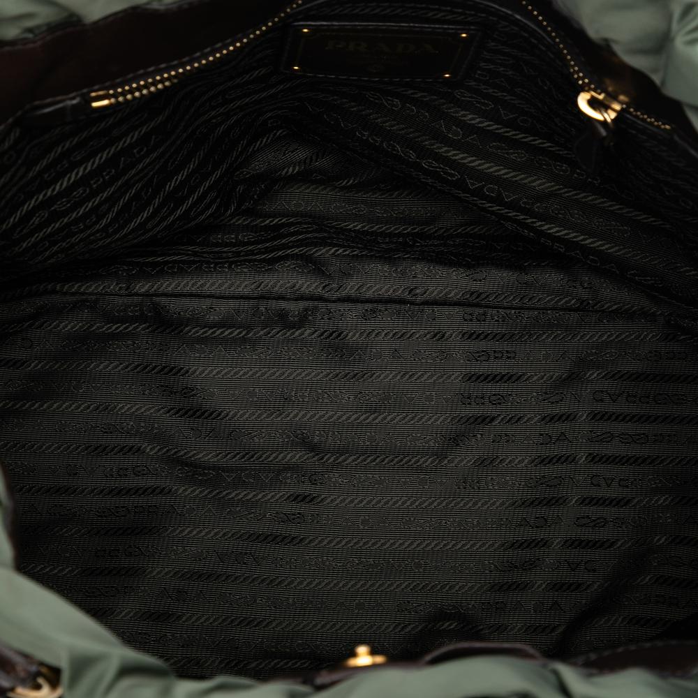 Prada B Prada Green Nylon Fabric Tessuto Canapa Logo Satchel Italy