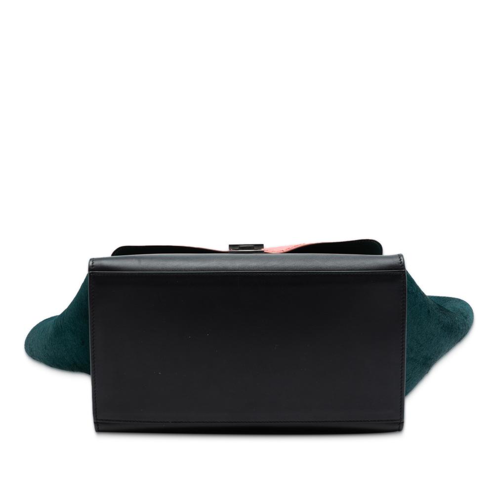 Celine B Celine Black with Multi Calf Leather Medium Tricolor skin and Ponyhair Trapeze Satchel Italy